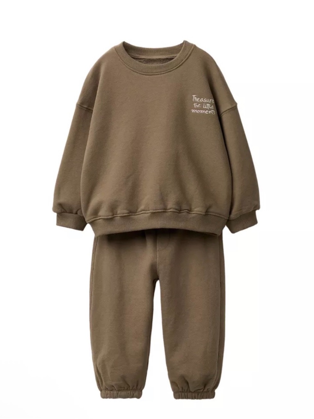 Zara Olive Brown Crewneck Sweat Set